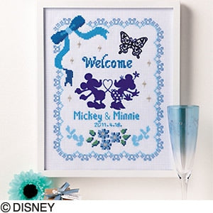 Embroidery kit "Disney Cross Stitch Embroidery Kit Flower Collection Welcome Board (Blue) 7371" Olympus