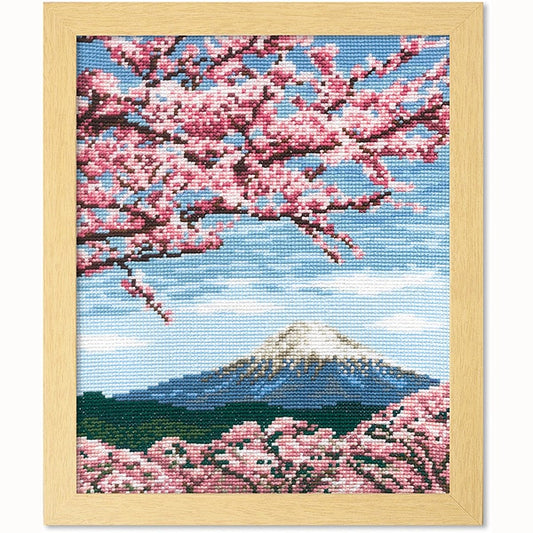 Embroidery kit "Cross stitch embroidery kit Japanese famous place cherry blossoms and Mt. Fuji 7386" Olympus