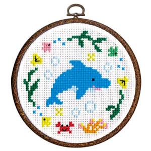 Embroidery kit "Cross stitch embroidery kit exclusive dolphin with stitched dolphin 7418" Olympus