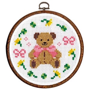 Stickstätte "Cross Stitch Sticker -Kit Exklusive Teddy Bear 7419" Olympus