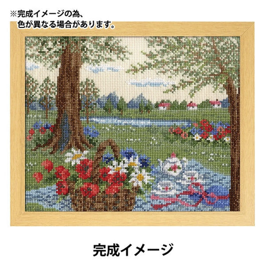 刺しゅうキット 『刺繍キット オノエ・メグミ 物語からの花咲く風景 アリスの木陰のテイータイム (ベージュ) 7427』 Olympus オリムパス