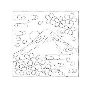 刺しゅう布 『刺し子 花ふきん 布パック 富士と桜 (白) H-1012』 Olympus オリムパス