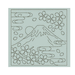 Embroidery Fabric 『Sashiko Hanachika cloth Pack Fuji and Sakura (Asagi) H-4012] Olympus