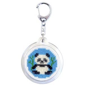 Stickstätte "Cross Stitch Sticker Kit Animal Round Key Ring Panda KS-146" Olympus