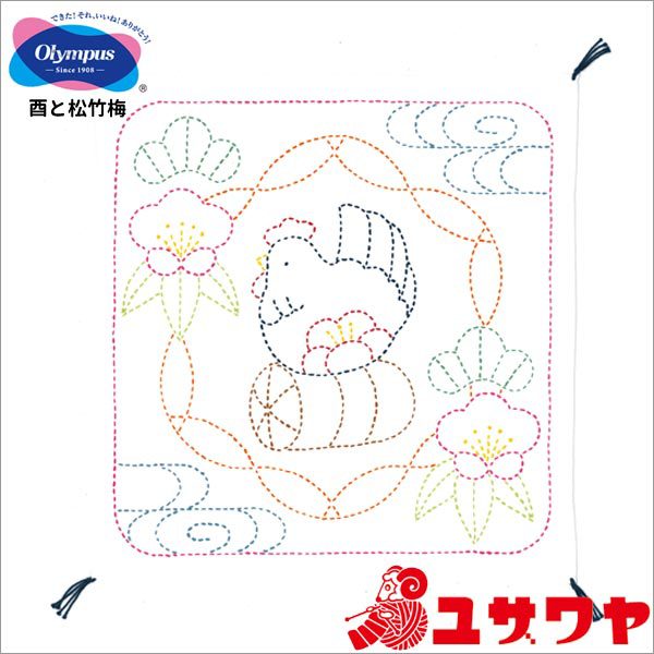 Embroidery kit "SashikoKit Roos and Shochiku Ume SK-325] Olympus