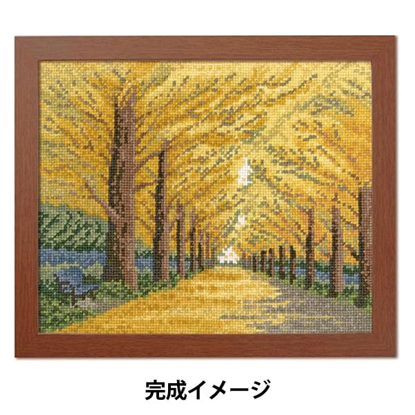 Stickstätte "Cross Stitch Sticker Kit Ono Megumi Tree Bunte goldene Promenade 7493" Olympus