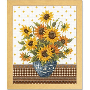 Stickerei Kit "Cross Stitch Sticker Kit Ono Megumi Blume Koordination Sonnenblume und Blaugrau" Olympus