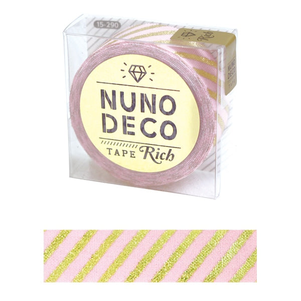 お名前ラベルシール 『NUNO DECO TAPE (ヌノデコテープ) リッチストライプ ピンク 15-290』 KAWAGUCHI カワグチ 河口