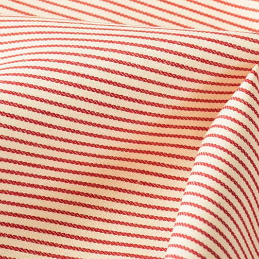 [De la quantité 5] Tissu "10s Hickory White Bandle X Stripe rouge"