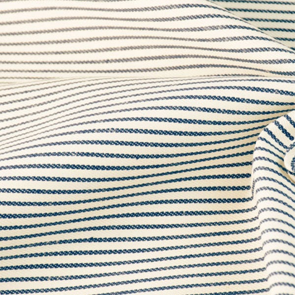 [From quantity 5] Fabric "10s Hickory white background x blue stripe"