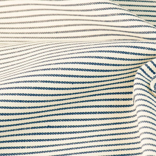 [From quantity 5] Fabric "10s Hickory white background x blue stripe"