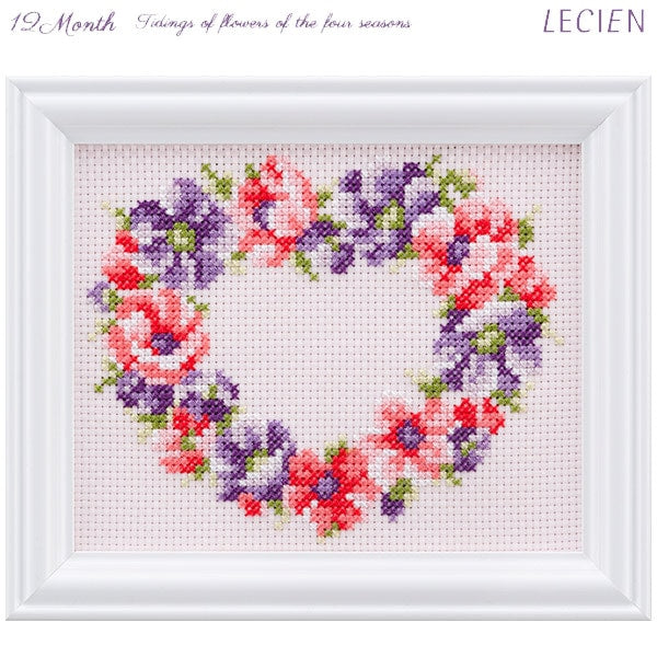 刺繡套件“十字針的季節性花2月的海葵” Lecien Lecien Cosmo Cosmo