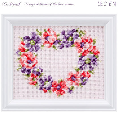 刺繡套件“十字針的季節性花2月的海葵” Lecien Lecien Cosmo Cosmo