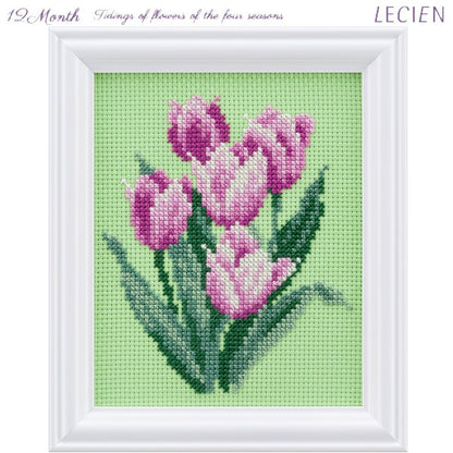 Kit de broderie "Nouvelles de fleurs saisonnières de Cross Stitch March Tulip" LeCien Lucian Cosmo Cosmo