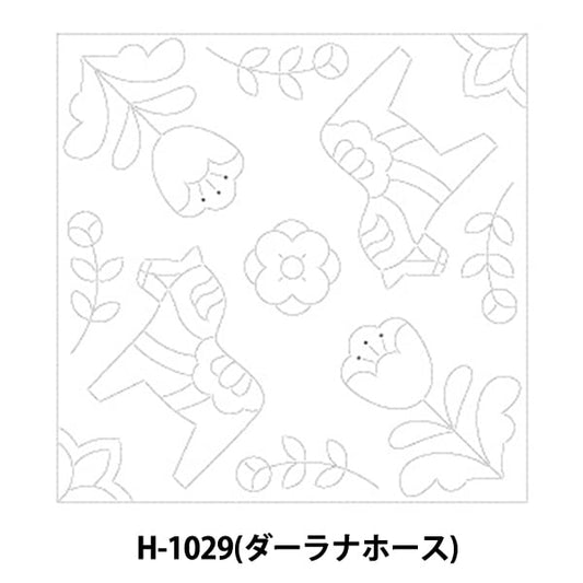 刺しゅう布 『北欧モチーフの花ふきん 布パック H-1029 (ダーラナホース)』 Olympus オリムパス