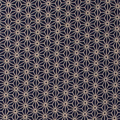 [From quantity 5] Fabric 『FabricHemp leaf pattern Japanese toneSheetingPrint dark blue 88222-2-4]