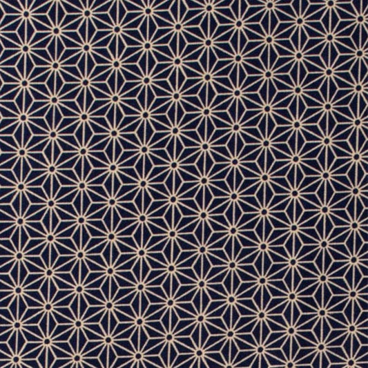 [De la quantité 5] Tissu "tissu chanvre de style japonais imprimement bleu foncé 88222-2-4"