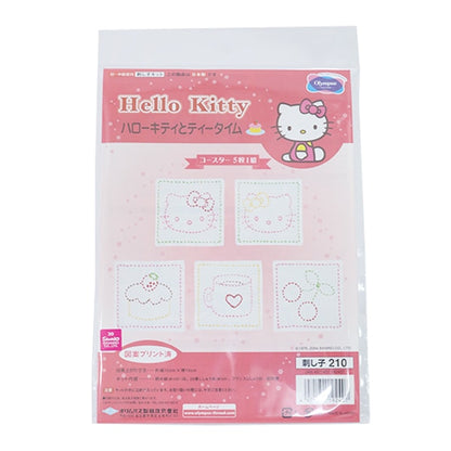 Kit di ricamo "Serie di caratteri Sanrio 5 coppie Hello Kitty and Tea Time 210" Olympus Orimpass