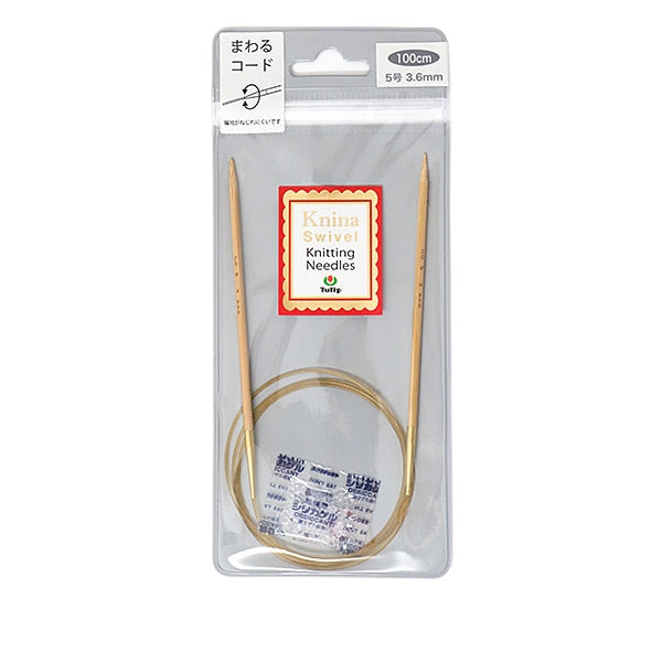 إبر الحياكة `` إبر الحياكة الدوارة كنينا (إبر الحياكة الدوارة نينا) الخيزرانإبرة دائرية 100 سم رقم 5 توليب توليب