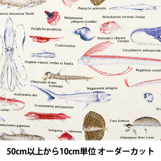 [From quantity 5] Fabric "Twill printFabricTwill deep -sea fish Fabric Cloth admission Entrance Interior A generated] COTTON KOBAYASHI