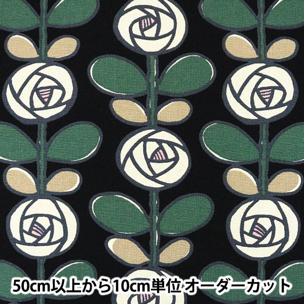 [From quantity 5] Fabric "10th canvas rose UP5693-D Uyakoko cloth" COTTON KOBAYASHI