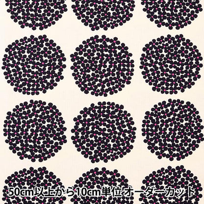 [Из количества 5] Ткань «Укако дураки 10th Canvas Hydrangea Pattern UP55553-K White X Black» хлопка Кобаяши хлопок Kobayashi Kobayashi.