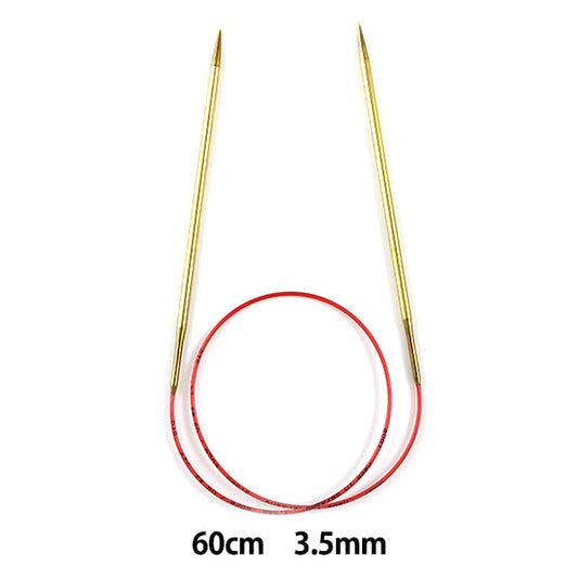 إبر الحياكة `` سباق إضافيإبرة دائريةإبرة ذهبية مقاس 60 سم مقاس 3.5 مم إضافي