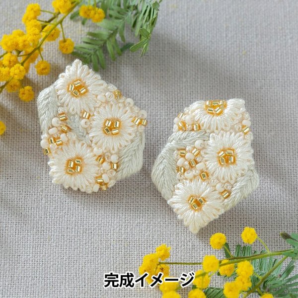 조각 (평화) 자수키트 "K.Omono (코모노) Kakera Earring White (흰색) PHC-085-1"