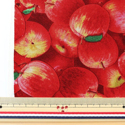 [From quantity 5] Fabric "Inkjet printing apple 260-RED" USA cotton