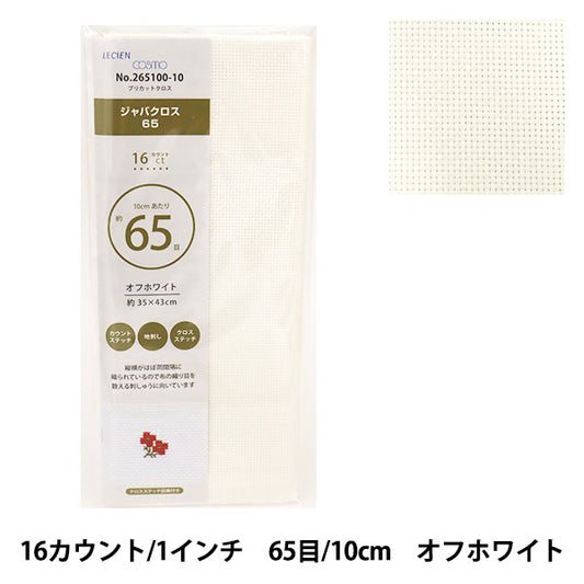 刺繡布料 “普里剪布 Java Cross 65 16計數65門離白色265100-10] Lecien Lecien Cosmo Cosmo