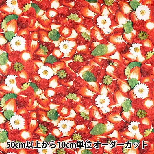 [From quantity 5] Fabric 『Oxford Inkjet print ASTIN MUHLER strawberry hunting feeling "