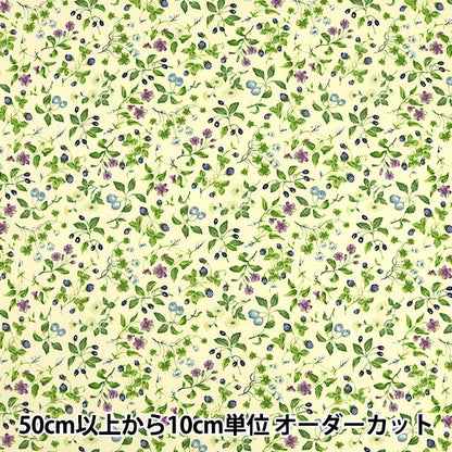 [De la quantité 5] Tissu "Twill Print Fruit & Floral Pattern Blue KSP4894-B" Cotton Kobayashi Cotton Kobayashi Kobayashi.