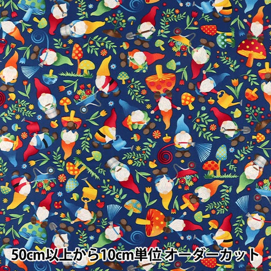 [From quantity 5] Fabric "Inkjet Print Forest Dwarf C8509-Navy" USA cotton