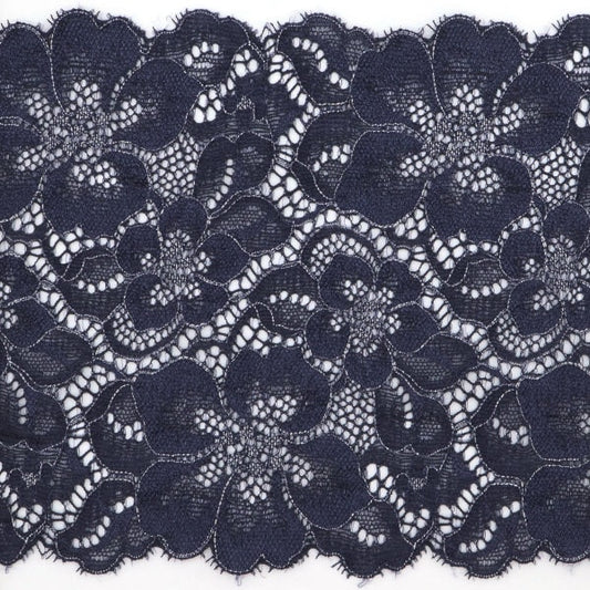 [De la quantité 5] Race Ribon Tape "Stretch Lace 2020 Floral Pattern Navy IK262326R-6"