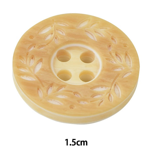 ボタン 『リーフ柄ボタン 四つ穴 #42 1.5cm VT9974』