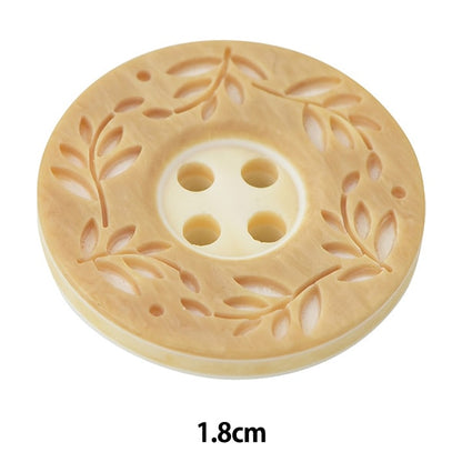 ボタン 『リーフ柄ボタン 四つ穴 #42 1.8cm VT9974』