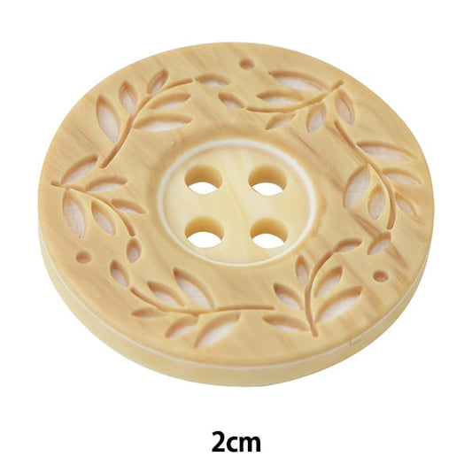 ボタン 『リーフ柄ボタン 四つ穴 #42 2cm VT9974』