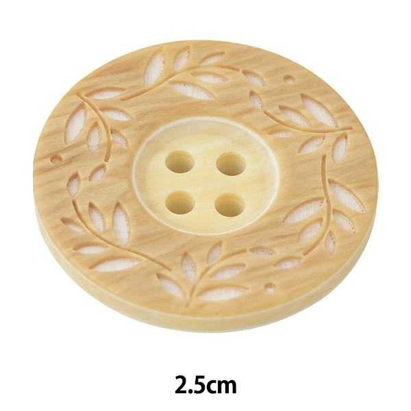 ボタン 『リーフ柄ボタン 四つ穴 #42 2.5cm VT9974』