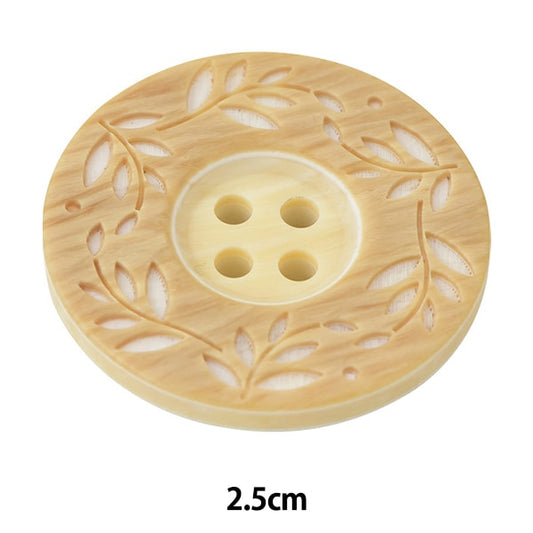 ボタン 『リーフ柄ボタン 四つ穴 #42 2.5cm VT9974』