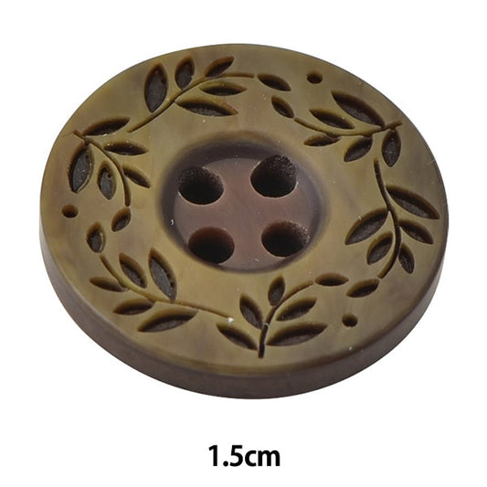 ボタン 『リーフ柄ボタン 四つ穴 #46 1.5cm VT9974』