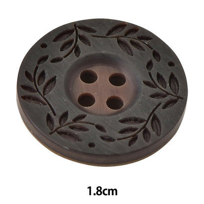 ボタン 『リーフ柄ボタン 四つ穴 #48 1.8cm VT9974』
