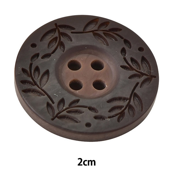ボタン 『リーフ柄ボタン 四つ穴 #48 2cm VT9974』