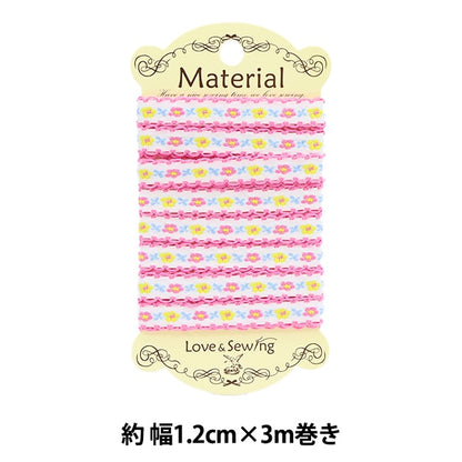手芸テープ 『チロリアンテープ 3m巻き 花 ピンク TRO-12』