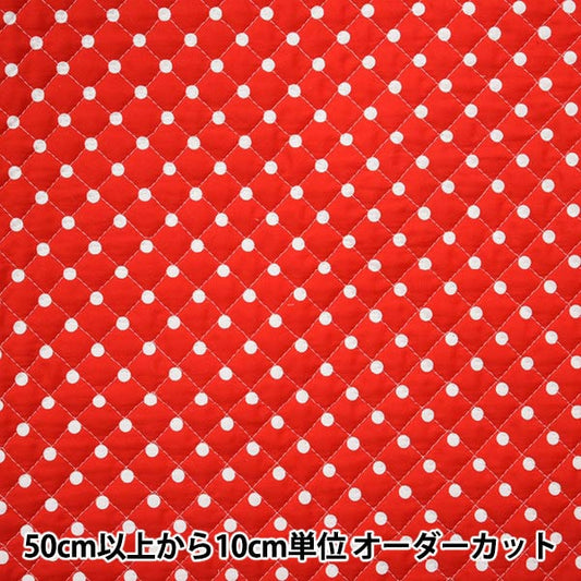 【数量5から】 生地 『水玉ブロード キルティング 赤地×白玉 Q88190-7-10』