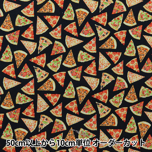 [De la quantité 5] Tissu "USA Cotton Small World Pizza Match Black Gail-CD8887"