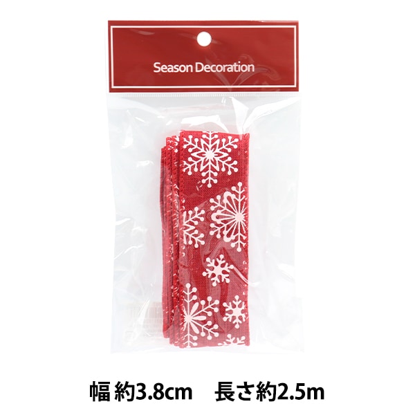 Ribbon 『Ribbon Approximately 38mm width x about 2.5m rolled snow flake pattern red No7 "Omae