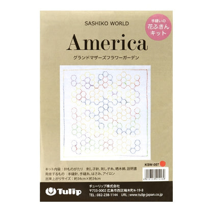 자수키트 "핸드 -Sewn Flower Fukin Kit Sashiko World America Grand Mothers꽃가든 KSW-007] 튤립 튤립