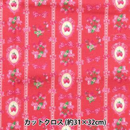 Tissu "MiniTissu coupé La dentelle de fraise rouge d'environ 31 cm x 32 cm CMDF-02MC-R" KIYOHARA