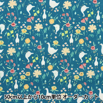 [Dalla quantità 5] tessuto "USA Cotton Gorgeous Butterfly and Wild Grass Pattern CD1556-Blue"