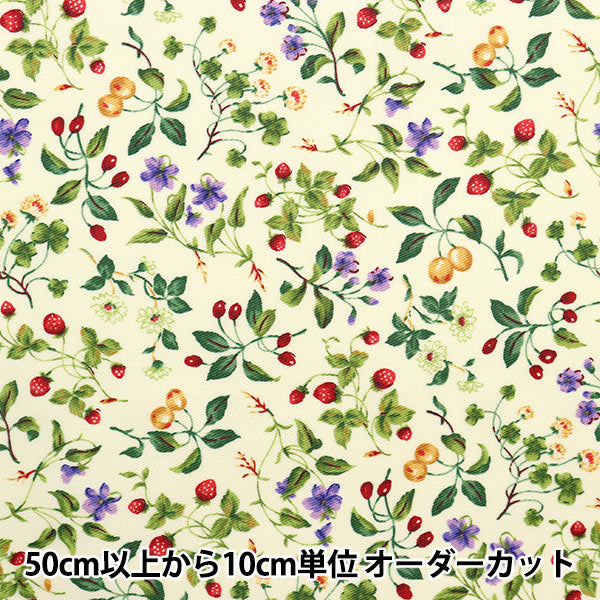 [De la quantité 5] Tissu "Fruits lamenés et motifs floraux Twill R-K-SP4894-A" Cotton Kobayashi Cotton Kobayashi Kobayashi.